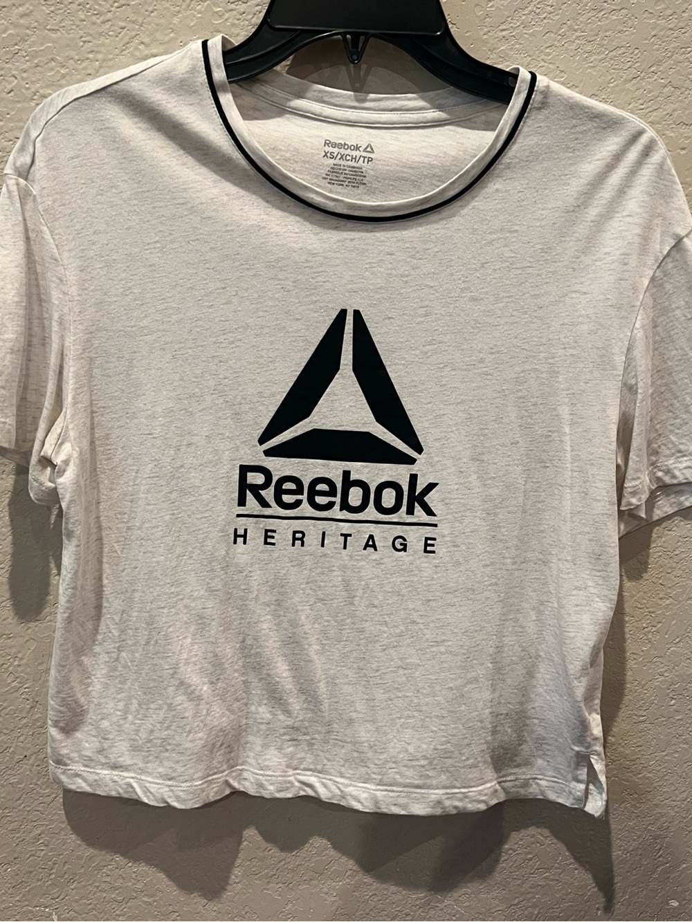 Reebok White Crop Tee with Black Heritage Logo